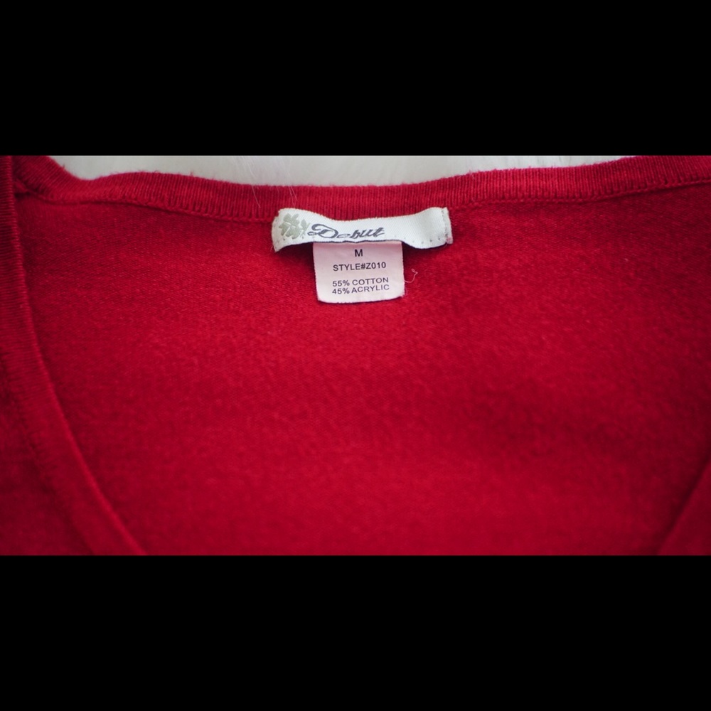 Red Button Down Sweater - Picture 4 of 4